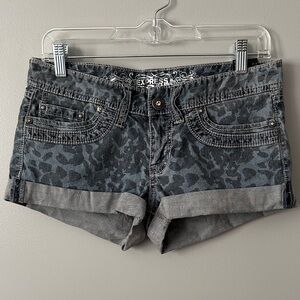 Express Size 4 Leopard Cheetah Print Denim Cuffed Shorts NWT